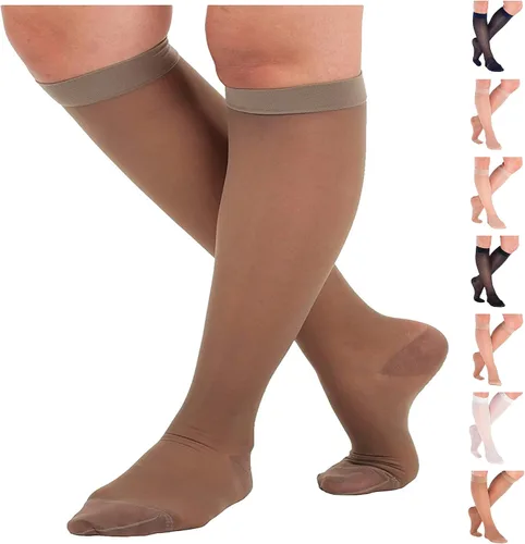 Vista 13 de ABSOLUTE SUPPORT Fabricado en EE. UU. - Medias de compresión graduada opacas para rodilla de soporte transparente para mujeres 15-20mmHg Para Negro