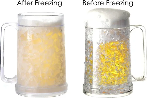 Vista 6 de Juego de 4 tazas de hielo congeladas de gel de doble pared de 16 oz (blanco)
