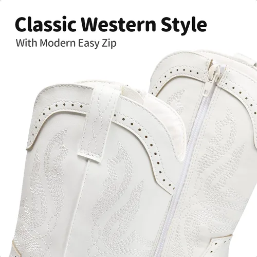 Vista 3 de DREAM PAIRS Girls Cowgirl Cowboy Western Boots Mid Calf Riding Shoes