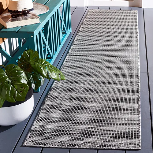 Vista 24 de SAFAVIEH Hampton Collection - Alfombra lavable para exteriores de 2 x 9 pies, color marfil y gris, no desprende pelusa y fácil de limpiar, ideal