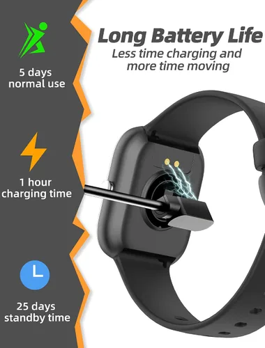 Vista 7 de Reloj inteligente para niñas, IP68, impermeable, reloj rastreador de actividad física con cara de 1.5 pulgadas, monitor de sueño de frecuencia Negro