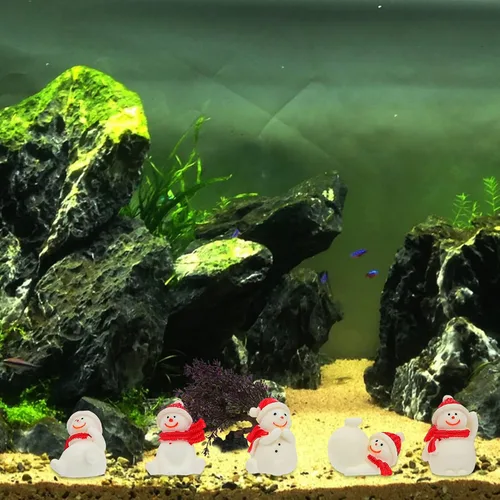 Vista 2 de balacoo 5 piezas de resina de muñeco de nieve de Navidad decoración de acuario elegante pecera paisajismo adorno para decoración de vacaciones