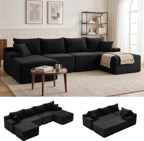 Vista 37 de Mangodan - Sofá seccional en forma de nube, sofá sin huesos para sala de estar, sofá seccional modular con asiento profundo, sofá esponjoso y cómodo