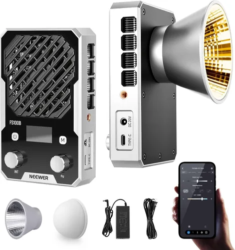 Vista 10 de NEEWER Luz LED bicolor compacta de bolsillo de 60 W con aplicación y control de panel, iluminación de salida continua COB con 2700K-6500K/CRI96+