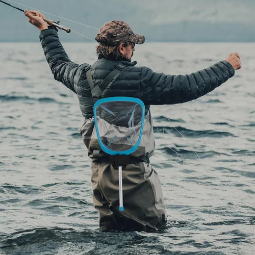 Vista 6 de Cosmos Funda de red de pesca con mosca – Soporte de red de aterrizaje de peces ajustable montado en el cinturón para equipo de pesca y raqueta