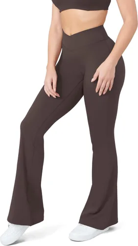 Vista 96 de HEGALY Pantalones de yoga acampanados para mujer, leggings cruzados, suaves, de cintura alta, pantalones casuales de entrenamiento con corte de bota