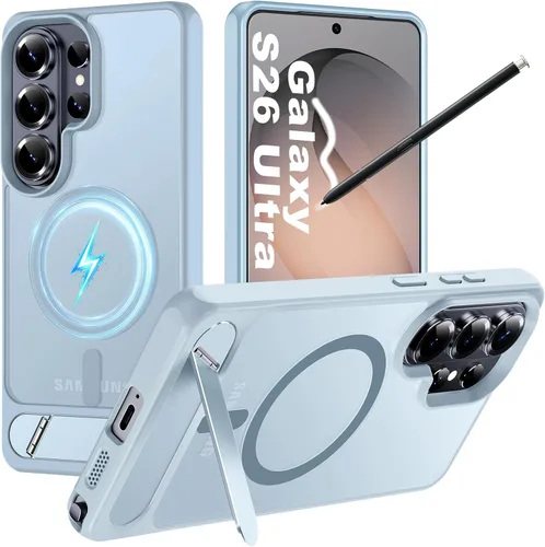 Vista 30 de Hualele - Funda magnética para Samsung Galaxy S24 Plus/S25 Plus con soporte de metal, [compatible con MagSafe]