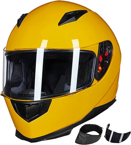 Vista 8 de ILM - Casco integral para motocicleta y bicicleta urbana, con bufanda de invierno extraíble, 2 viseras, modelo aprobado por DOT JK313 2-Azul