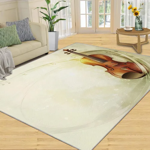 Vista 8 de Alfombra de guitarra, alfombra de 2 x 3 pies para entrada, alfombra de área musical, alfombra lavable de guitarra fresca para dormitorio, alfombra