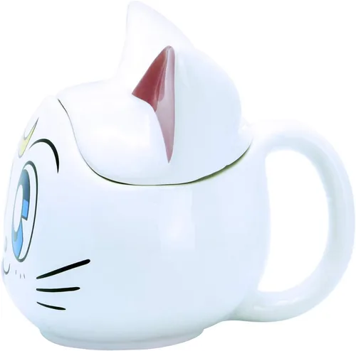 Vista 3 de ABYSTYLE Sailor Moon Artemis - Taza de té de cerámica 3D de 11.5 onzas con tapa extraíble, diseño de anime manga para el hogar y la cocina, regalos
