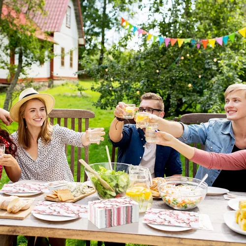 Vista 7 de Estune 200 servilletas de 2 capas desechables de papel con flores de papel para cena, servilletas de mano para baño, tocador, boda, vacaciones