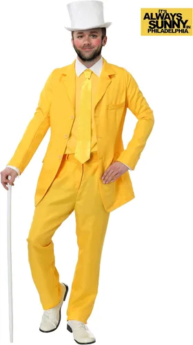 Vista 2 de Disfraz de traje amarillo Always Sunny Dayman para adultos, Amarillo