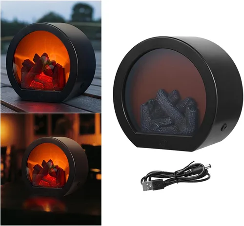Vista 6 de Hilitand Faroles de chimenea, linternas decorativas portátiles recargables por USB, simulación llevada linterna LED sin llama
