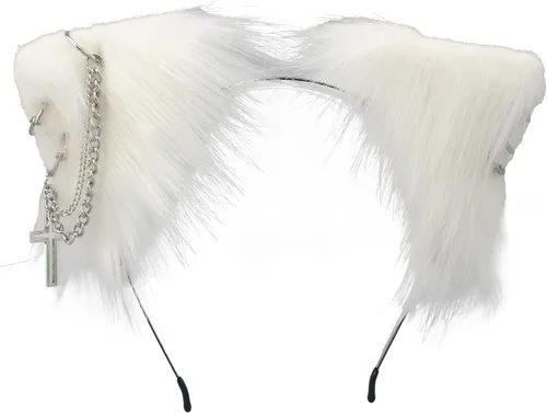 Vista 33 de VIGVAN Accesorios de orejas de gato para cosplay, punk, gótico, cruz, orejas de gato, pinzas para la cabeza