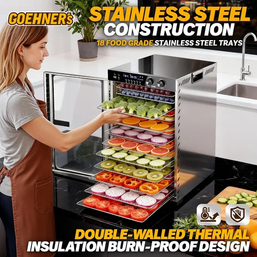 Vista 4 de Máquina deshidratadora de alimentos, 18 bandejas de acero 18 Tray