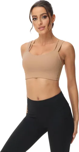 Vista 3 de Attifall Sujetador deportivo con tirantes y copa CD, espalda cruzada, para yoga, entrenamiento, correr, gimnasio, deportes