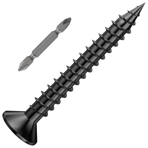 Vista 23 de Wensilon # 4X1 (460PCS) Tornillo de madera negro de cabeza plana 3X25, cabeza plana autorroscante de metal rápido