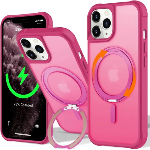Vista 119 de UMIONE - Funda con diseño de anillo magnético giratorio de 360° para iPhone 11, soporte de bucle invisible integrado, compatible con Magsafe, funda