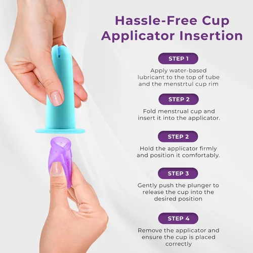 Vista 2 de Ecoblossom Herramienta aplicadora de copa menstrual, cómoda y fácil de colocar, higiénica y reutilizable, compatible con la mayoría de las copas