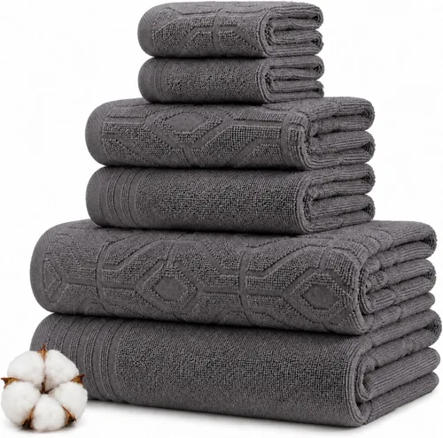 Vista 15 de Modern Threads Juego de toallas de baño de algodón de 6 piezas, toallas ultrasuaves de 550 GSM, juego de baño con toallas de mano y paños de baño