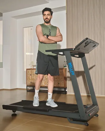 Vista 8 de WELLFIT - Cinta de correr inclinada automática, 15% de inclinación resistente, para el hogar 4.5HP, 10 MPH, 500 lbs Capacity, 20'' x 55'' Running