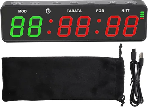 Vista 8 de LICAEVEY Reloj temporizador de gimnasio, temporizador de intervalos magnético recargable con cronómetro, entrenamiento portátil para gimnasio