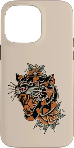 Vista 21 de American Traditional Panther with Hearts Old School Tattoo Case para iPhone 17