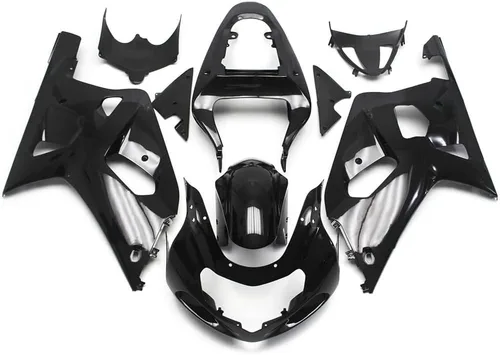 Vista 23 de Kit de carenado de llama azul negro de plástico ABS para Suzuki GSXR600 GSXR750 K1 2000-2003 Carenados GSX-R600 GSX-R750 2001 2002 2003 Inyección