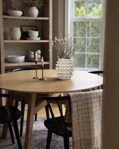 Vista 4 de Jarrón rústico de granja, florero beige bohemio para hierba de las pampas, pequeños jarrones anudados texturizados para flores, jarrones decorativos