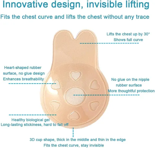 Vista 3 de 3 Pairs Invisible Adhesive Bra Anti-Penetration Point Adhesive BraBreast Lift Tape Push Up Strapless Nipple Covers