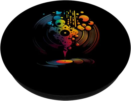 Vista 2 de Disco de vinilo retro vintage tocadiscos 80s 90s PopSockets intercambiables PopGrip