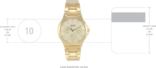 Vista 3 de Casio LTP-V300G-9A - Reloj de pulsera multifunción de acero inoxidable dorado para mujer