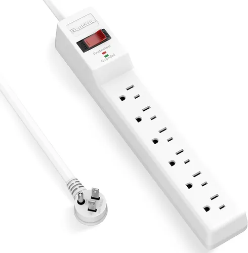 Vista 8 de Regleta protectora contra sobretensiones, paquete de 2 – 4 tomas de corriente y cable de extensión de 2 pies, 1875 W/15 A 90 julios, protección