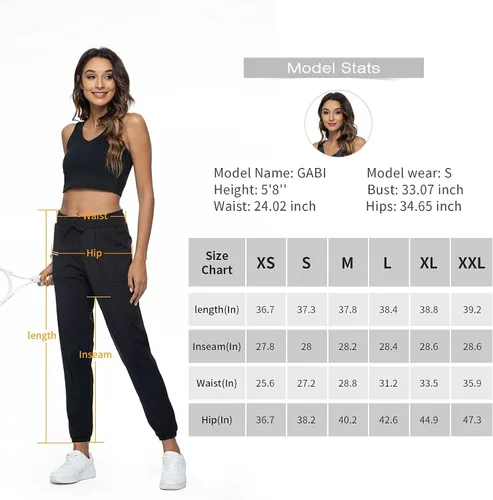 Vista 6 de Haowind - Pantalones deportivos para mujer con bolsillos y cintura elástica, cómodos pantalones de deportivos de descanso para deportes, gimnasio