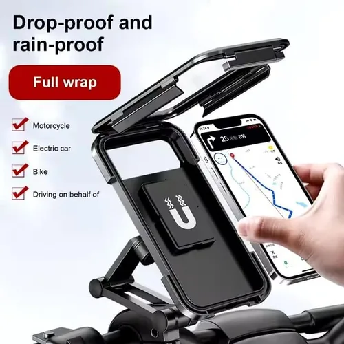 Vista 4 de Generic Soporte de teléfono impermeable, universal compatible con todos los teléfonos iPhone y Android, giro 360, accesorio seguro para manillar
