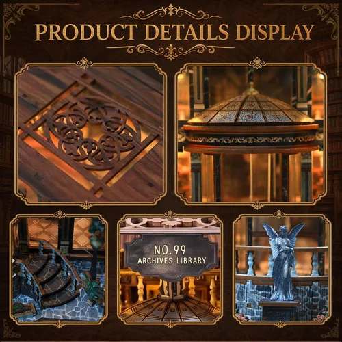 Vista 5 de SUNNINO Kit de rincón de libros, kit de casa en miniatura en 3D, rompecabezas de madera en 3D, kits de rincón de libros para adultos con luces LED