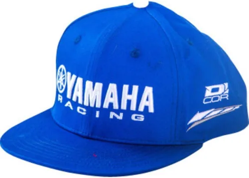 Vista 2 de D'cor Visuals Gorra Snapback – Compatible con Yamaha Riders – Factory Blue Flat Brim Cap – Talla única para entusiastas MX y Off-Road