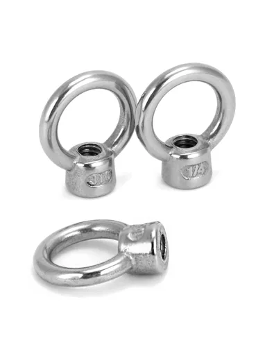 Vista 4 de QWORK Anillo de elevación, 10 unidades, 1/4" UNC, acero inoxidable de grado marino 316 Paquete de 10