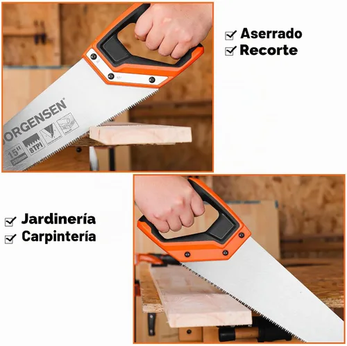 Vista 8 de JORGENSEN Sierra de mano profesional de 15 pulgadas, mango de aluminio