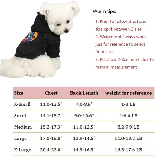 Vista 6 de Sudaderas con capucha para cachorros negros para perros pequeños con patrones de bruja y calavera de calabaza, sudadera cálida para perros, ropa