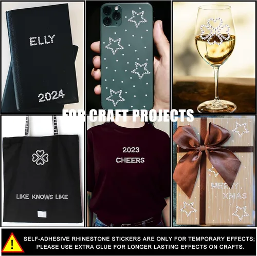 Vista 5 de Calcomanías autoadhesivas de diamantes de imitación con números de corazón, letras de estrellas y diamantes de imitación, calcomanías de diamantes