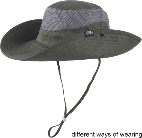 Vista 5 de Sombrero de cola de caballo para mujer, ala ancha, protección UV, malla para playa, pesca, jardinería