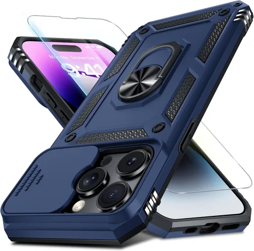 Vista 106 de Janmitta Funda para iPhone 8 Plus/7 Plus/6 Plus, Cubierta de Teléfono con Cubierta Deslizante Integrada para Lente de Cámara + Protector