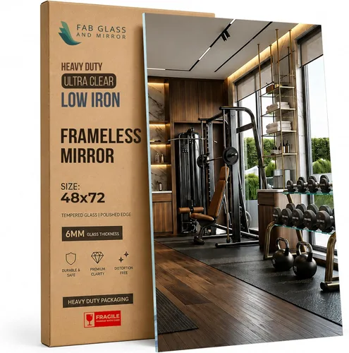 Vista 12 de Fab Glass and Mirror Espejo grande para gimnasio en casa de 48x72 - Panel de pared de vidrio templado HD de longitud completa - Pantalla profesional