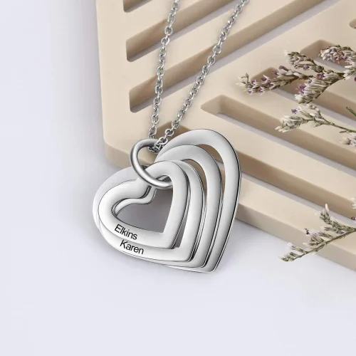 Vista 4 de Wendy Made Custom Name Necklace for Mom Grandma Personalized Heart Necklace with 2-4 Names, Unique Gift for Mother Grandmother Daughter Mothers Day