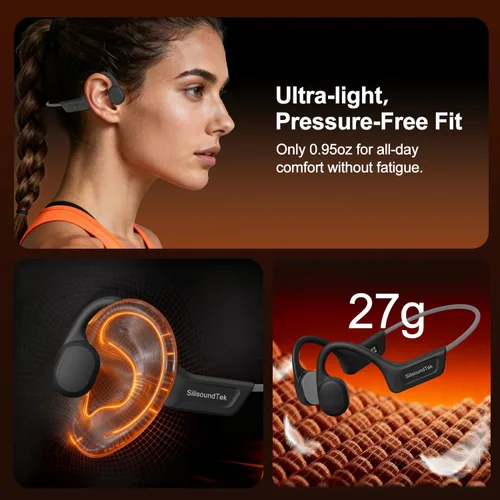 Vista 7 de Auriculares de conducción ósea, auriculares Bluetooth inalámbricos impermeables IPX7, auriculares de oreja abierta, micrófono integrado Bluetooth