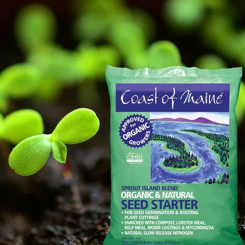 Vista 5 de Coast of Maine, 8qt (paquete de 4) Sprout Island Blend, iniciador de semillas orgánicas y naturales para germinación de semillas y esquejes