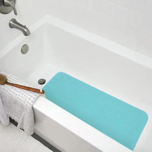 Vista 5 de Duck Brand Softex Bath Mat for Tubs, Machine Washable, 17 x 36 Inches, Blue, Skid Resistant (393478) (Pack of 4)