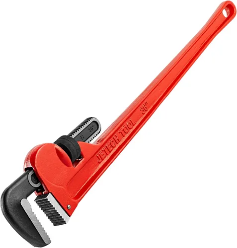 Vista 7 de Jetech Llave de tubo recta resistente de 8 pulgadas, llave de plomero de aluminio ajustable con mandíbula de gancho flotante y mango de vigas en I