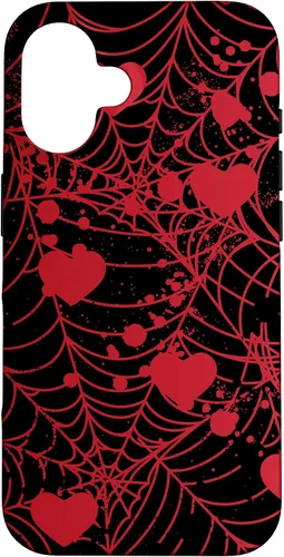 Vista 32 de Spiderweb Valentine's Day Hearts Gothic Goth Black Fairycore Case for iPhone 17